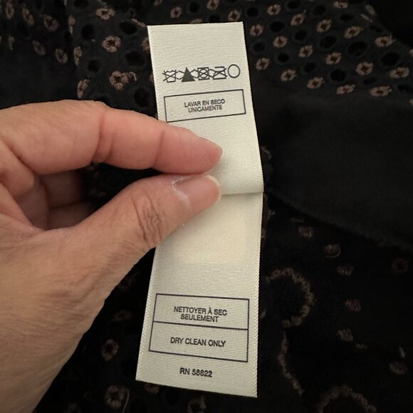 Max & Studio Crew Neck Blouse Slouchy Short Sleeve Ruffle Embroidered Eyelet Min - Picture 11 of 11